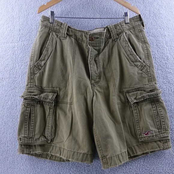 Hollister Other - Hollister Mens Cargo Shorts Khaki Green Size 34 Utility Pockets Relaxed Fit